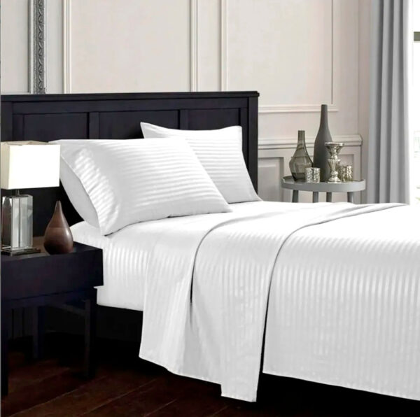 Juego Sabanas Cama King Unicolor De Lujo Blanco - Imagen 3