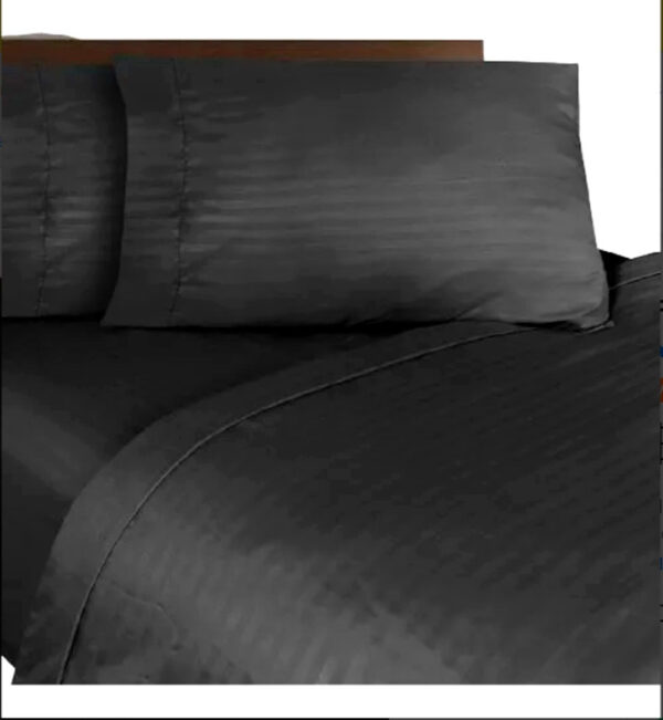 Juego Sabanas Cama Doble Unicolor De Lujo Negro - Imagen 3