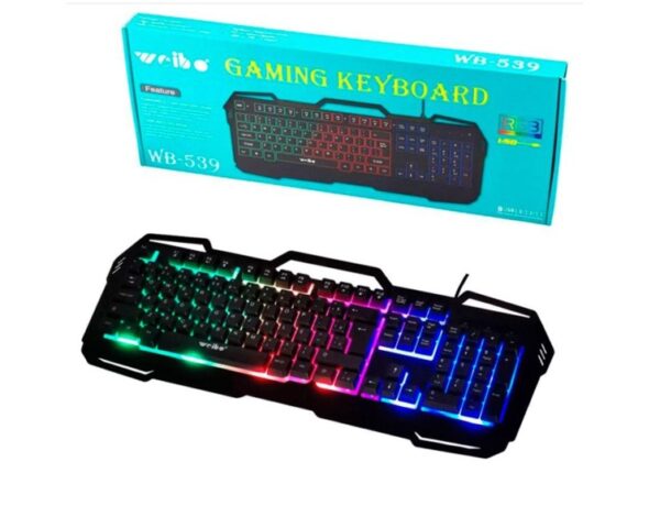 Teclado Gamer Weibo Wb-539 Qwerty Negro Retroiluminado - Imagen 2