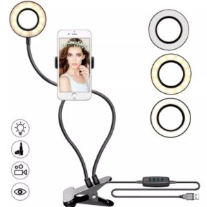 Aro De Luz Led Selfie 9cm Soporte Pinza Para Celular Usb Multiuso