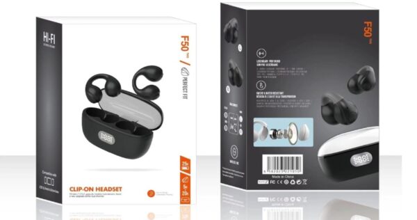 Audifonos Bluetooth Clip-on F50 Sonido Premium Comodidad Rosa - Imagen 2