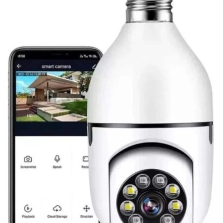 Cámara De Seguridad Wifi Bombillo Robotica Panoramica Ip 360°