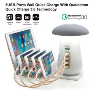 Estación De Carga 5 Puertos Y Lampara Hub Multi-Puerto Usb