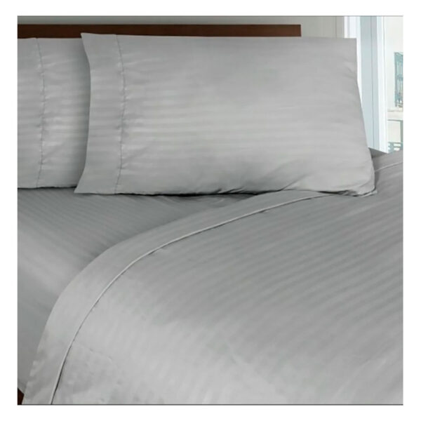 Juego Sabanas Cama King Unicolor De Lujo Gris - Imagen 2
