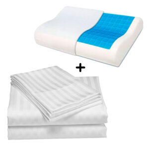 Juego Sabanas Queen Unicolor Blanca Mas 1 Almohada Ortopedica Gel