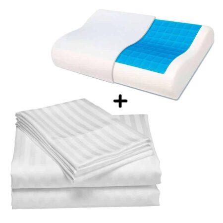 Juego Sabanas King Unicolor Blanca Mas 1 Almohada Ortopedica Gel