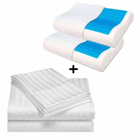Juego Sabanas Doble Blanco Mas 2 Almohadas Ortopedicas Gel