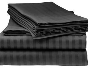 Juego Sabanas Cama Queen Unicolor De Lujo Negro