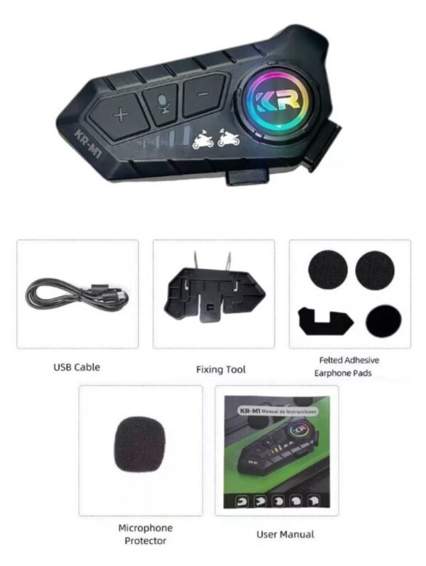 Intercomunicador Inalambrico Bluetooth De Casco Moto Kr-m1 - Imagen 2