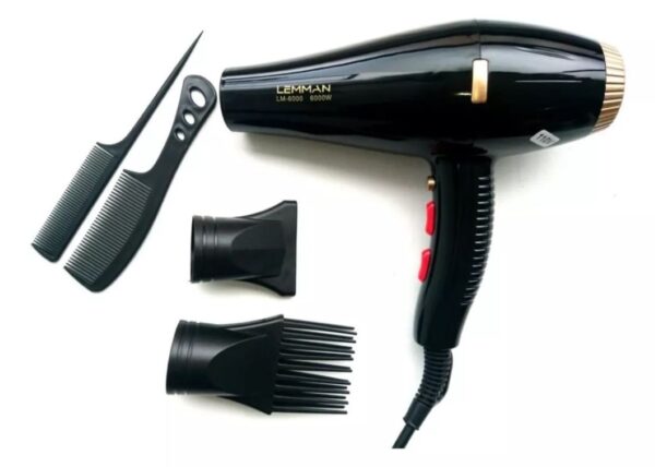 Secador De Cabello Lemman 6000 W 3 Velocidades 4 Accesorios