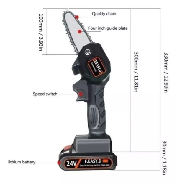 Mini Motosierra De Mano Portatil Ergonomico Recargable 24v - Imagen 2