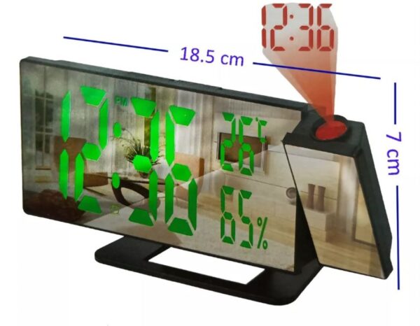 Reloj Despertador Digital Alarma Lcd Proyector Hora Espejo