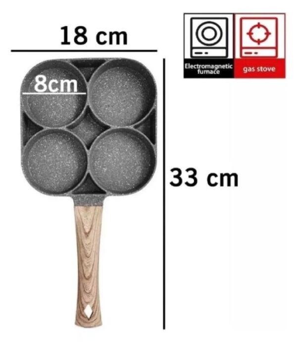 Sarten Antiadherente 4 Puestos Para Huevos Arepas Pancakes - Imagen 3