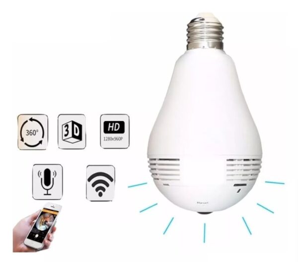 Camara Bombillo Seguridad Ip Panoramica 360° Wifi