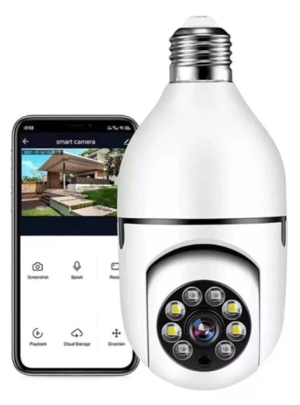 Camara De Seguridad Wifi Bombillo Robotica Panoramica Ip 360°