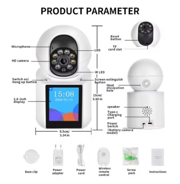 Camara De Seguridad Wifi Video Llamada Con Pantalla - Imagen 3