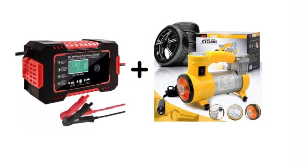Cargador Baterias Carro Mas Compresor Inflador Neumaticos