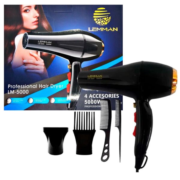 Secador De Cabello Lemman 5000 Watts 3 Vel 4 Accesorios