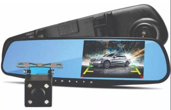 Espejo Retrovisor Doble Camara Dvr Delantera Y Trasera Full