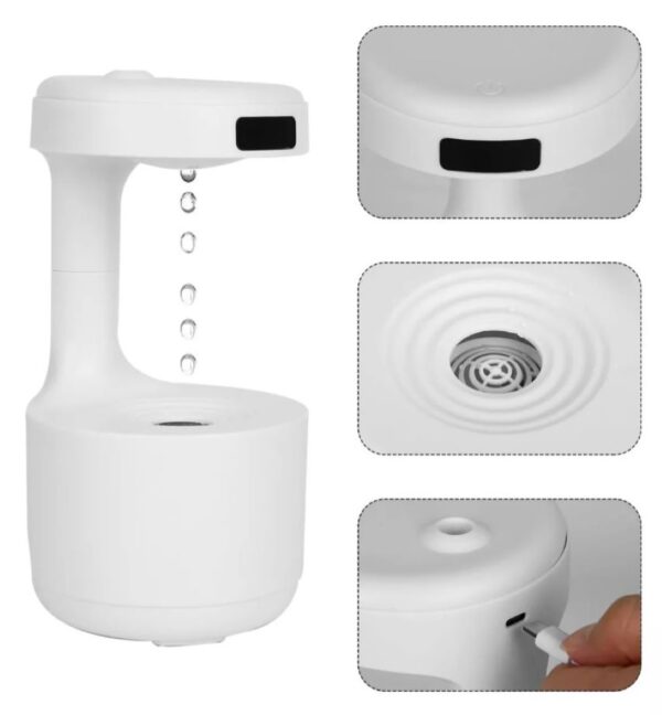 Humidificador Difusor Antigravedad Gotas De Agua Aire 800 Ml - Imagen 3