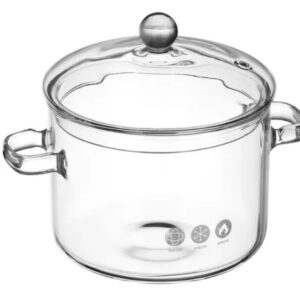 Olla Transparente De Vidrio Templado Con Tapa 1.5 Litros