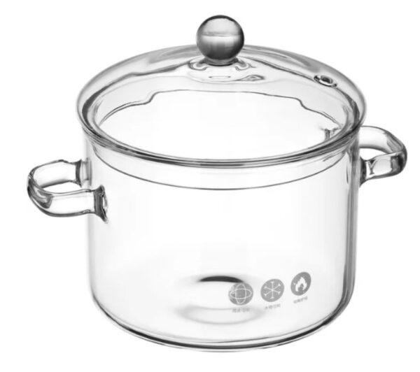 Olla Transparente De Vidrio Templado Con Tapa 1.5 Litros