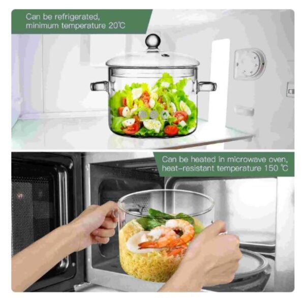 Olla Transparente De Vidrio Templado Con Tapa 1.5 Litros - Imagen 3