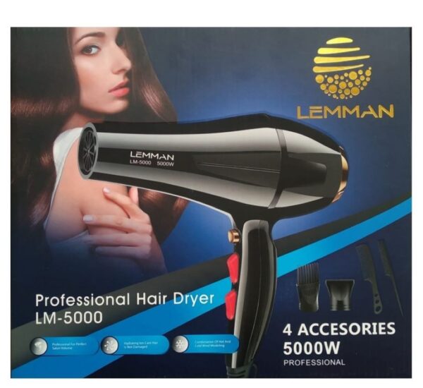 Secador De Cabello Lemman 5000 Watts 3 Vel 4 Accesorios - Imagen 3