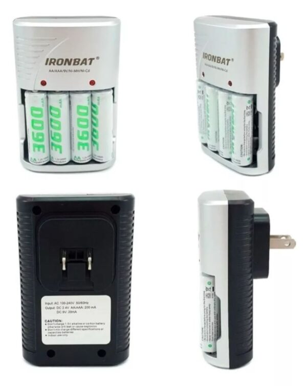 Cargador Pilas Baterias Recargable Aa Aaa + 4 Pilas 3600mah - Imagen 3