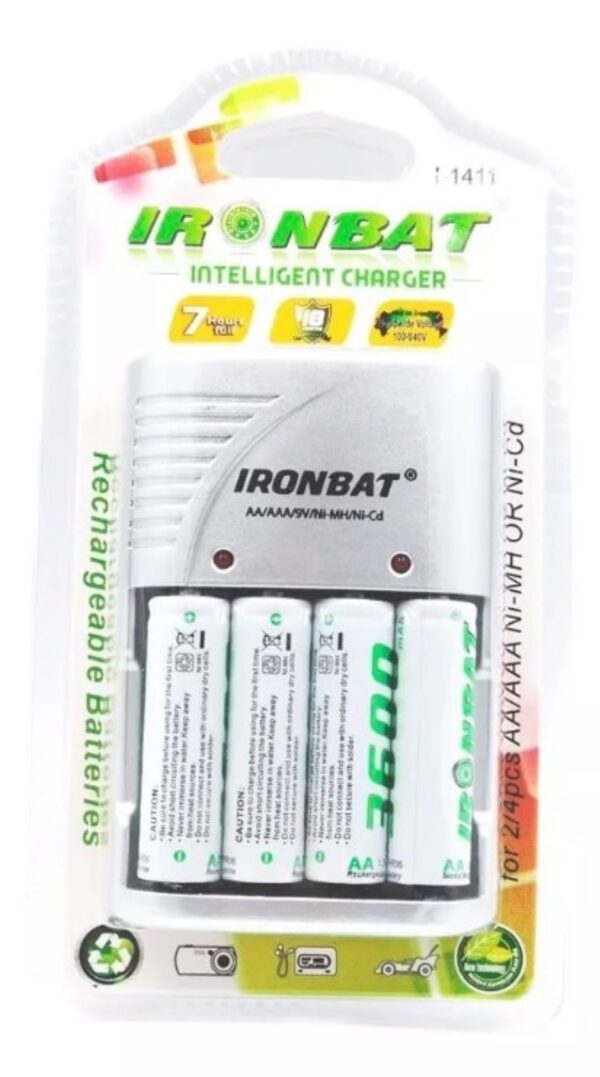 Cargador Pilas Baterias Recargable Aa Aaa + 4 Pilas 3600mah
