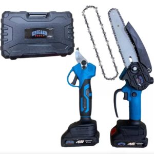 Mini Motosierra 6 Pulgadas Mas Tijeras Jardinería Recargable 88 V