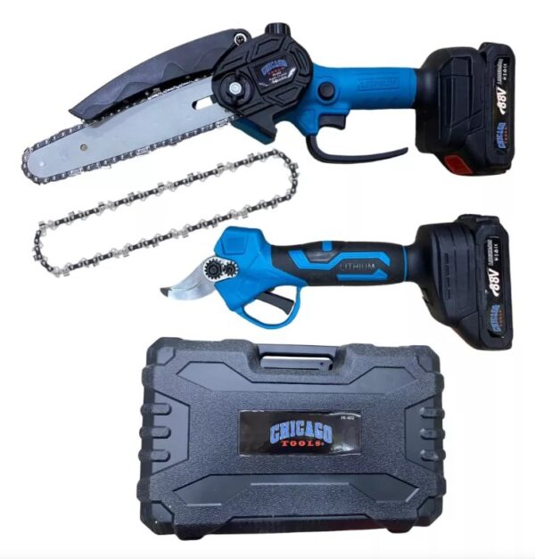 Mini Motosierra 6 Pulgadas Mas Tijeras Jardinería Recargable 88 V - Imagen 2