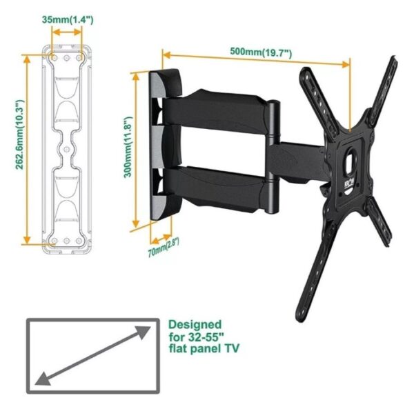 Base Soporte TV NIA 32 A 60 Pulgadas Brazo Largo Giratorio - Imagen 2