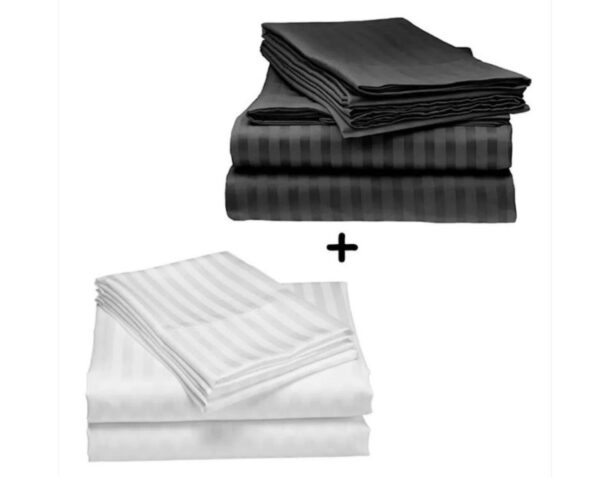 2 Juegos De Sabanas Cama Doble Unicolor BLANCO Y NEGRO De Lujo
