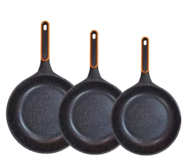 Sartenes En Marmol Swiss Home X3 Con Tapa De Vidrio