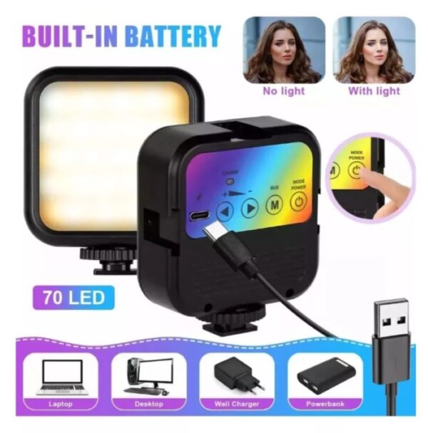 Luz Led Celular Camara Video RGB Portable Spot Recargable - Imagen 2
