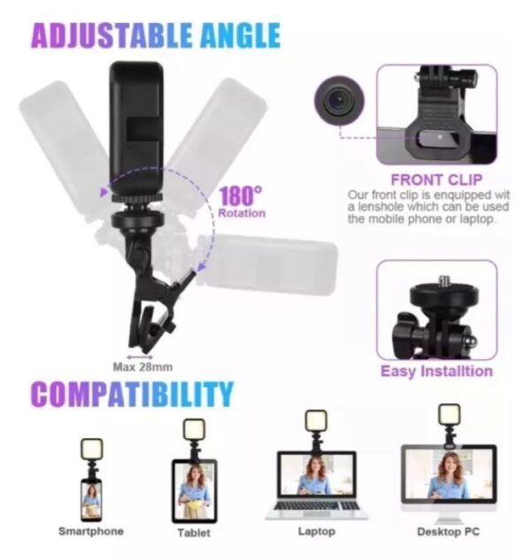Luz Led Celular Camara Video RGB Portable Spot Recargable - Imagen 3