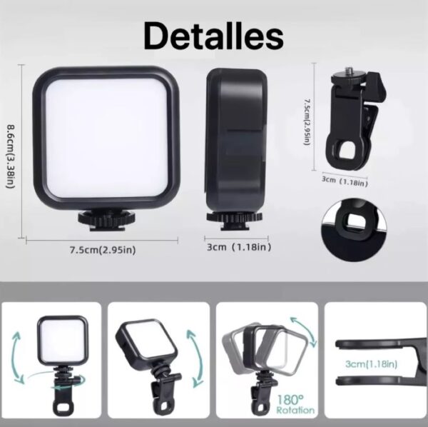 Luz Led Celular Camara Video RGB Portable Spot Recargable - Imagen 4