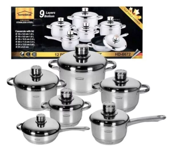 Bateria De Ollas 12 Piezas En Acero Quirurgico Homedetail