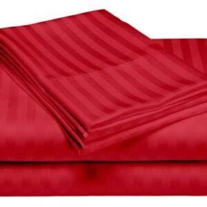 Juego Sabanas Cama Queen Rojo De Lujo