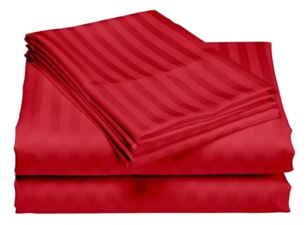 Juego Sabanas Cama Queen Rojo De Lujo