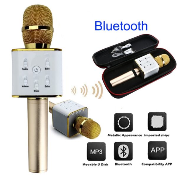 Microfono Karaoke Bluetooth Con Estuche Q7 Portatil Parlante - Imagen 2