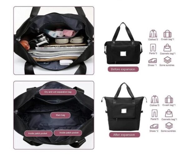 Bolso De Hombro Plegable Viaje Maleta Expandible Impermeable - Imagen 3