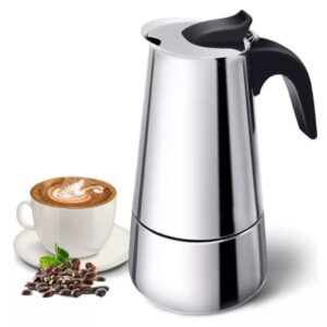 Cafetera Espresso Maker 9 Tazas Manual Plateada Italiana