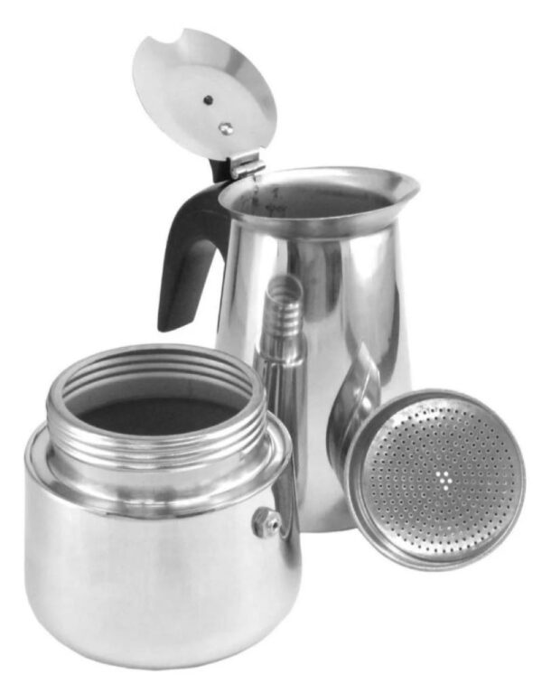 Cafetera Espresso Maker 9 Tazas Manual Plateada Italiana - Imagen 4