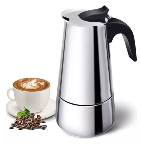 Cafetera Espresso Maker 9 Tazas Manual Plateada Italiana