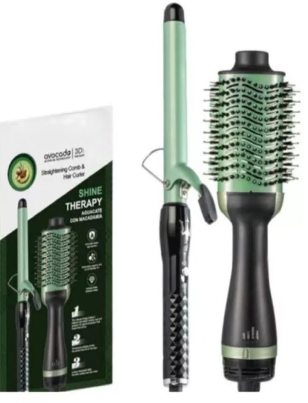 Combo Cepillo Secador Para Cabello Y Pinza Rizadora Aguacate Lemman - Imagen 2