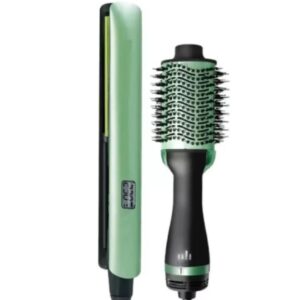 Combo Cepillo Secador Para Cabello Y Plancha Aguacate Lemman