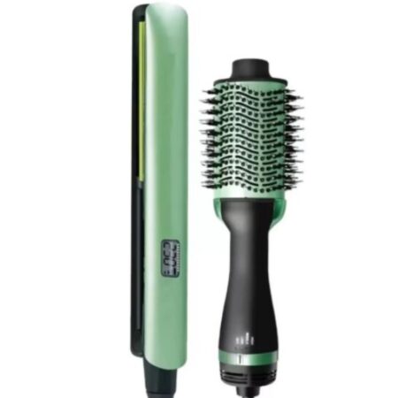 Combo Cepillo Secador Para Cabello Y Plancha Aguacate Lemman