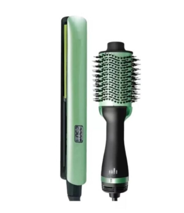 Combo Cepillo Secador Para Cabello Y Plancha Aguacate Lemman